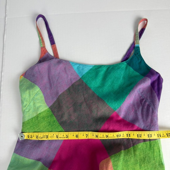 Liz Claiborne Womens Rainbow Patchwork Linen Blend Midi Dress Multi Color Size 6 - Picture 10 of 11